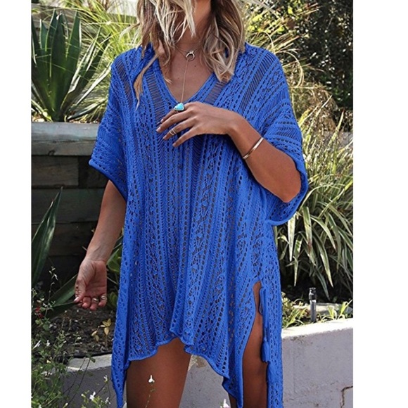 Crochet Bikini Cover Up Blue - Picture 4 of 5